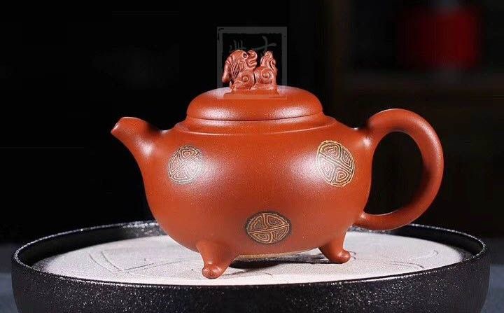 《獅韻》紫砂壺全手工茶壺老師小紅泥，絞泥（段泥、紫泥、綠泥等）壺